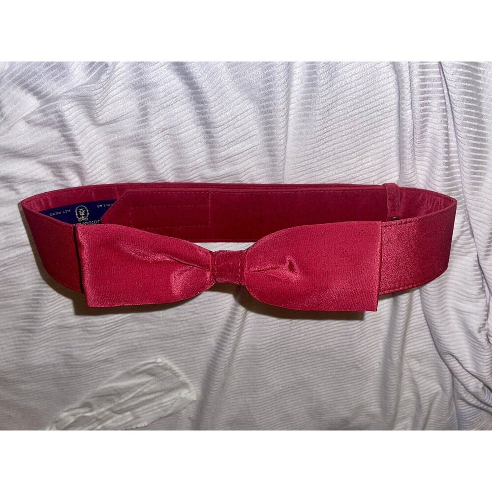 Vintage 1980s Ginnie Johansen Statement Belt Pink Magenta Bow 100% Silk Small